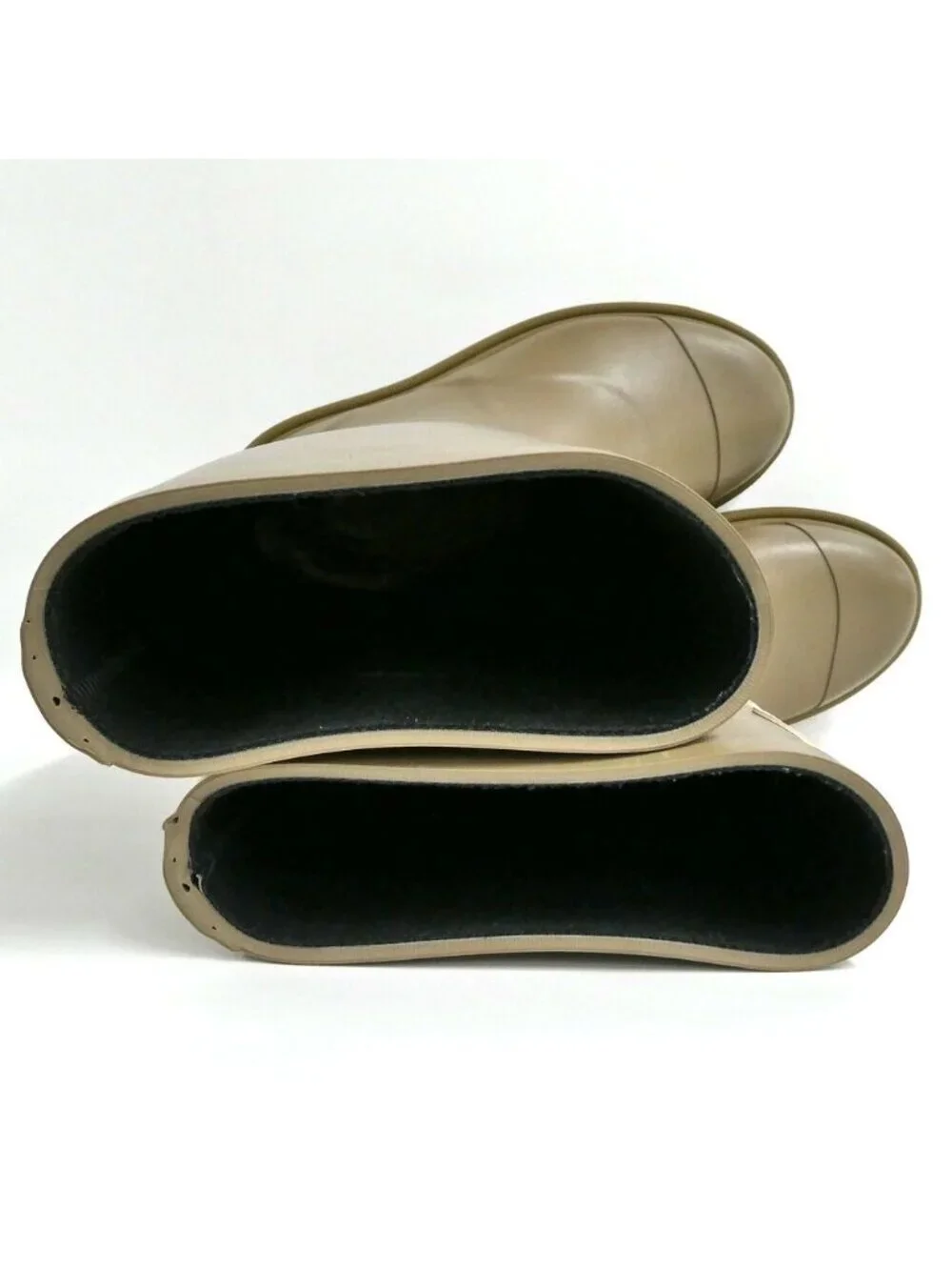 Chanel Lava Rain Boots Long 37 Dark Beige Khaki Shoes